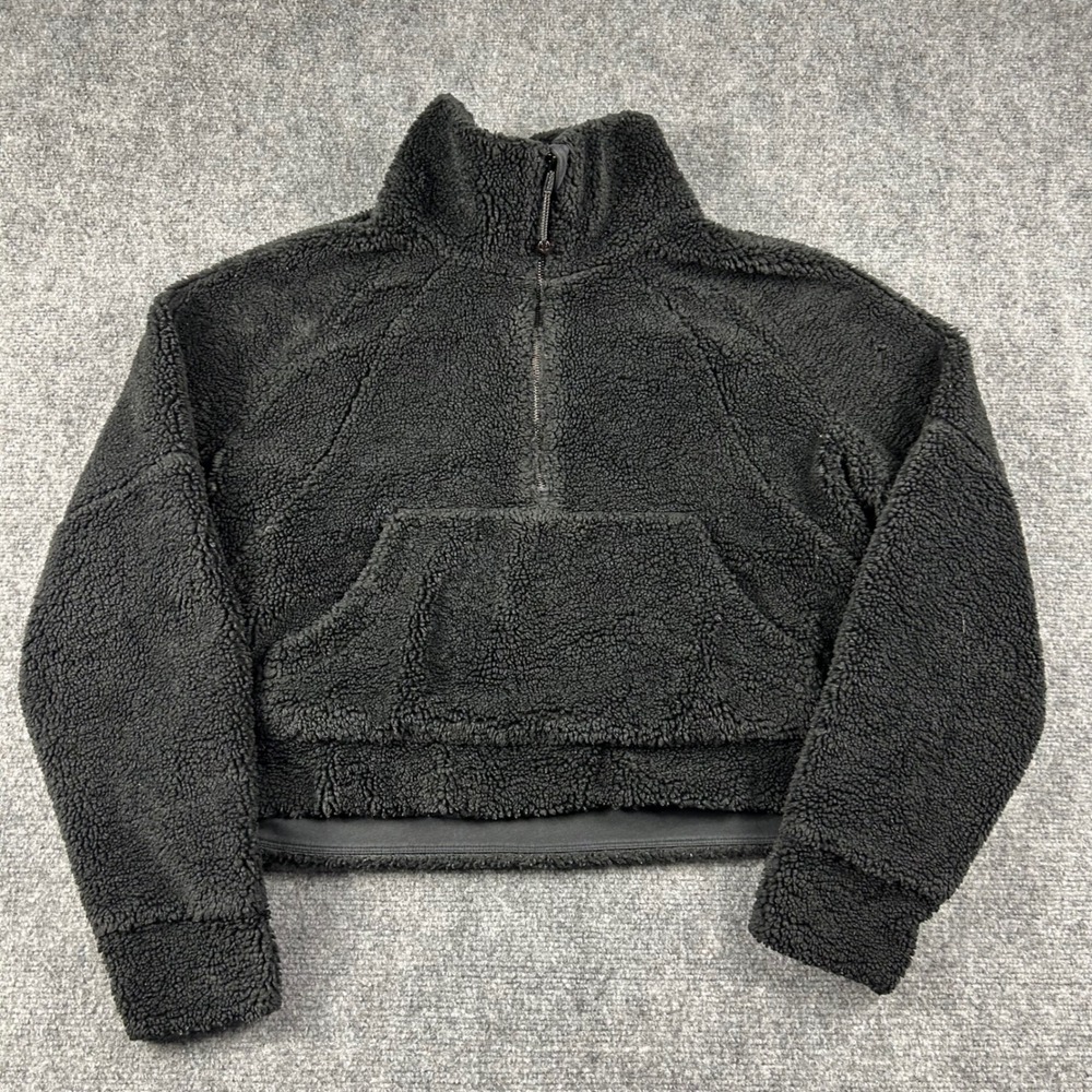 Lululemon Scuba Oversized Sweatshirt Womens M/L Black Sherpa Fleece 1/4 Zip